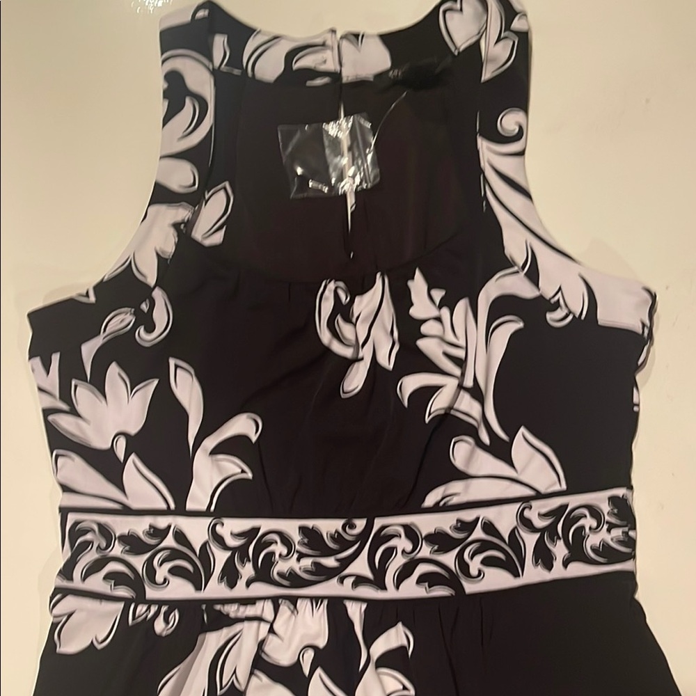 White House Black Market Black and White Midi Dress